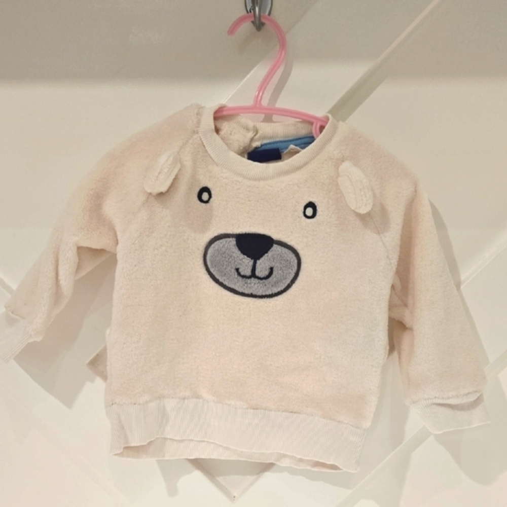 Cozy Cream Bear Face Pullover Sweatshirt